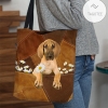 Great Dane Holding Daisy All Over Printed Tote Bag