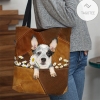 Heeler Holding Daisy All Over Printed Tote Bag