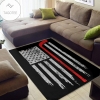 Hockey American Flag With Stick Rectangle Rug
