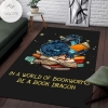 In A World Of Bookworms Be A Book Dragon Area Rug