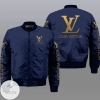 Louis Vuitton Brand Logo Printed Navy 3d Bomber Jacket
