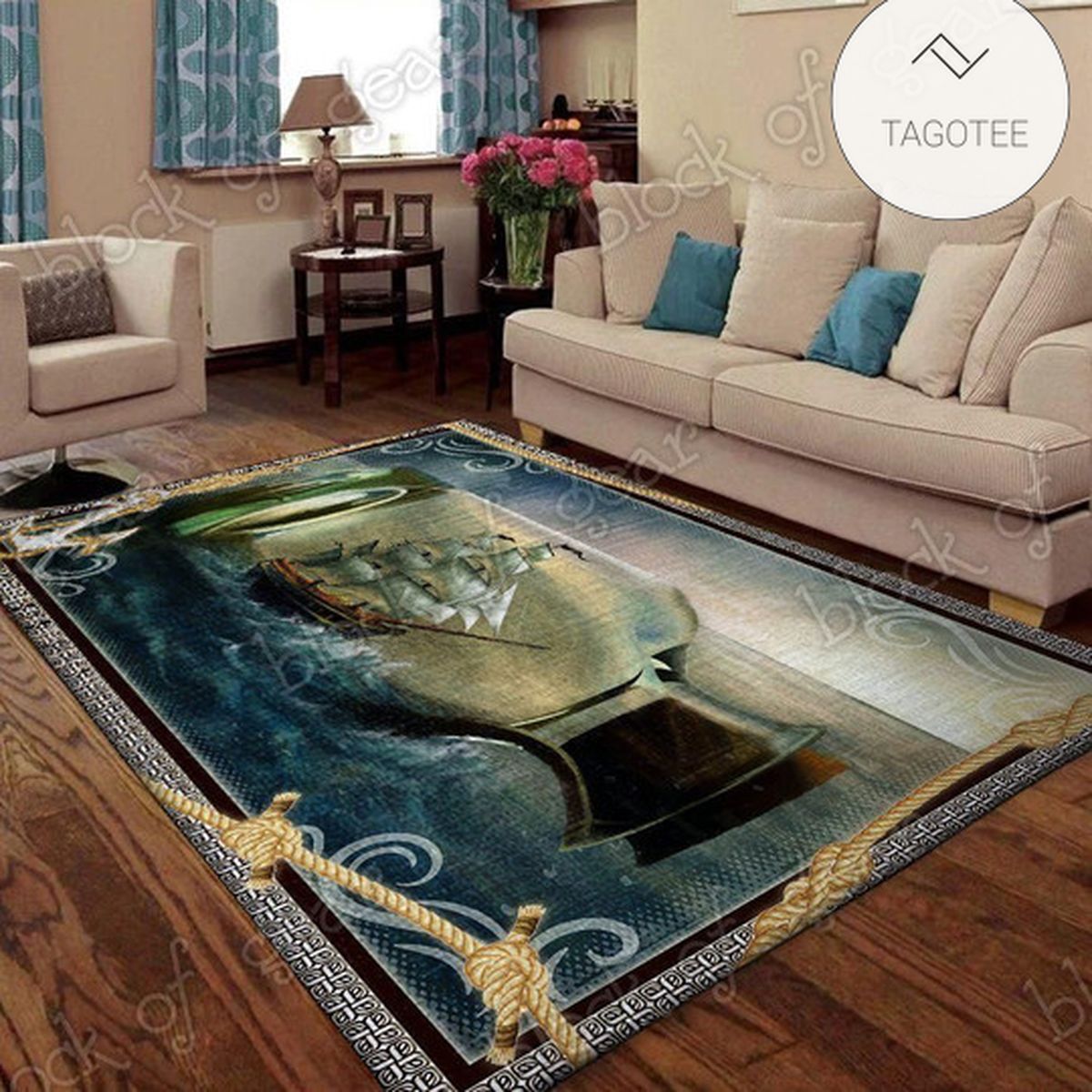 Old Tall Ship In A Bottle Living Room Rug PSL16R