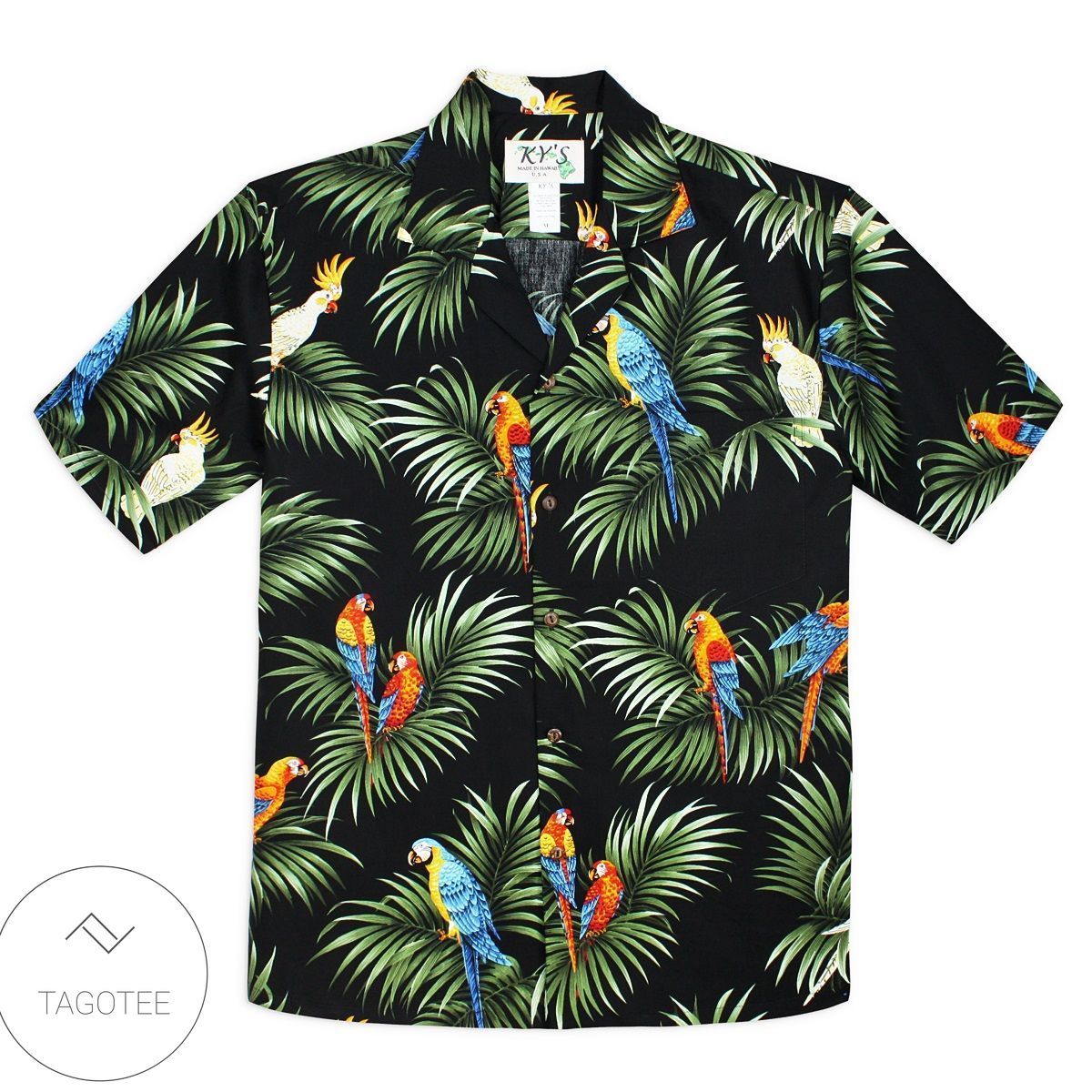 Parrot Party Tropical Black Hawaiian Shirt