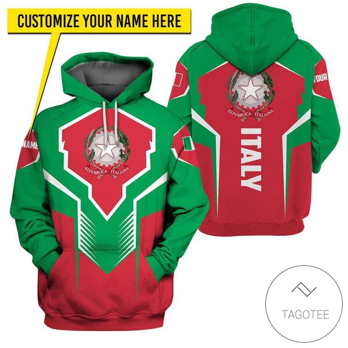 Personalized Italy Country Symbol Hoodie