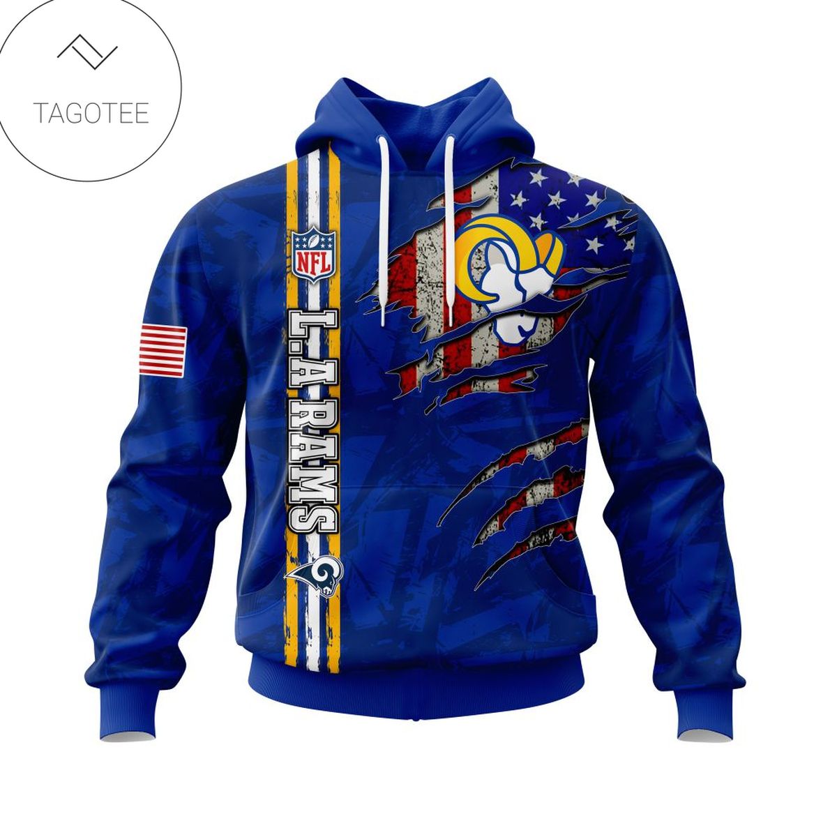 Personalized NFL Los Angeles Rams Name & Number With United States Flag Hoodie