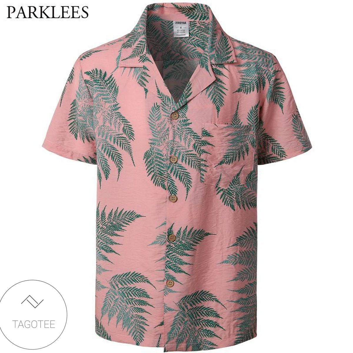 Pink Hawaiian Shirt Men Summer Short Sleeve