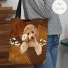 Poodle Holding Daisy All Over Printed Tote Bag