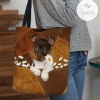 Rat Terrier Holding Daisy All Over Printed Tote Bag