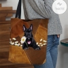 Scottish Terrier Holding Daisy All Over Printed Tote Bag