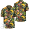 Seamless Tropical Flower Plant And Leaf Pattern Hawaiian Shirt