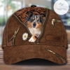 Shetland Sheepdog Holding Daisy Zipper Leather Print Hat Cap