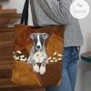 Whippet Holding Daisy All Over Printed Tote Bag