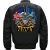 Black Navy Us Flag 3d Printed Unisex Bomber Jacket