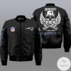 Black New England Patriots Wings Skull 3d Bomber Jacket