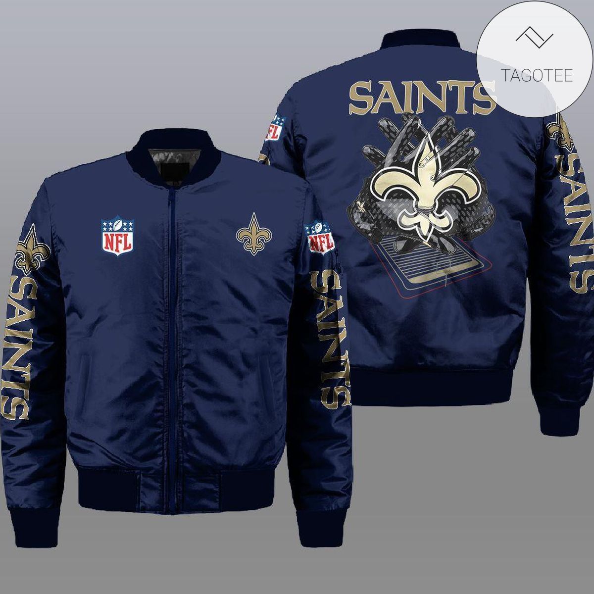 Blue New Orleans Saints 3d Bomber Jacket