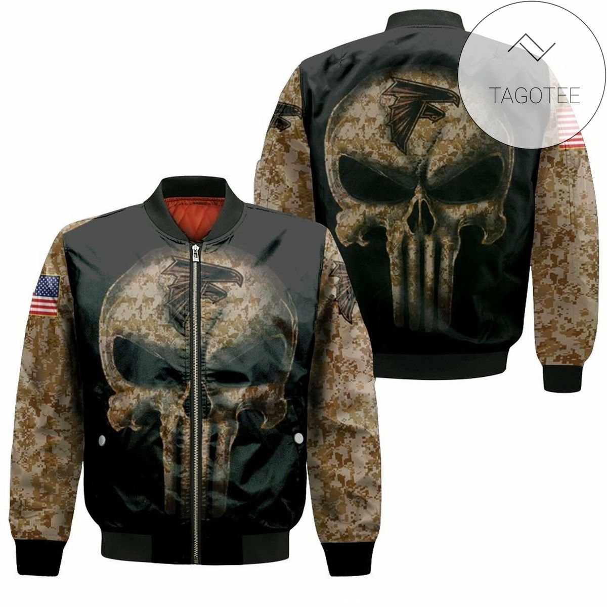 Camouflage Skull Atlanta Falcons American Flag Bomber Jacket