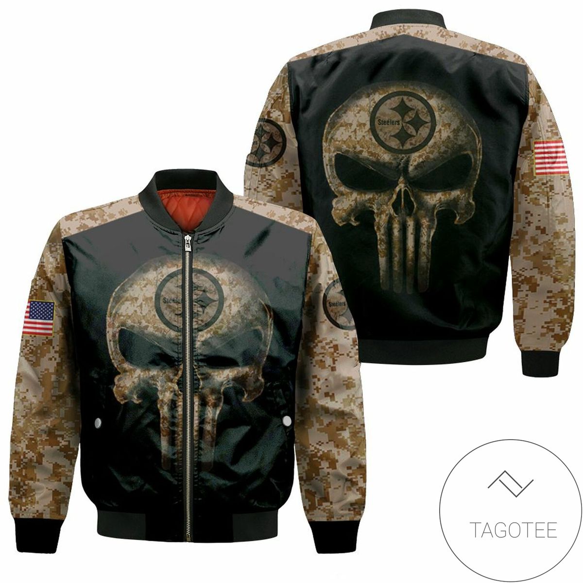 Camouflage Skull Pittsburgh Steelers American Flag T Shirt Hoodie Sweater 3D Jersey Bomber Jacket