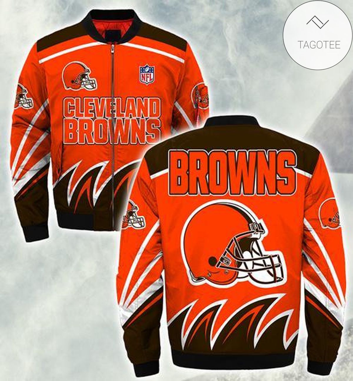 Cleveland Browns Bomber Jacket Black On Orange