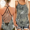 Dachshund Cute Camouflage Pattern 3D Printed Gift For Dachshund Lovers Net Backless Criss Cross Tanktop