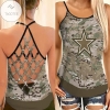 Dallas Cowboys Camouflage Pattern American Us Flag 3D Printed Gift For Dallas Cowboys Fan Net Backless Criss Cross Tanktop