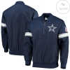 Dallas Cowboys Nfl National Football League Starter Throwback Jet Half-zip Pullover Jacket Navy Bomber Jacket Jacket