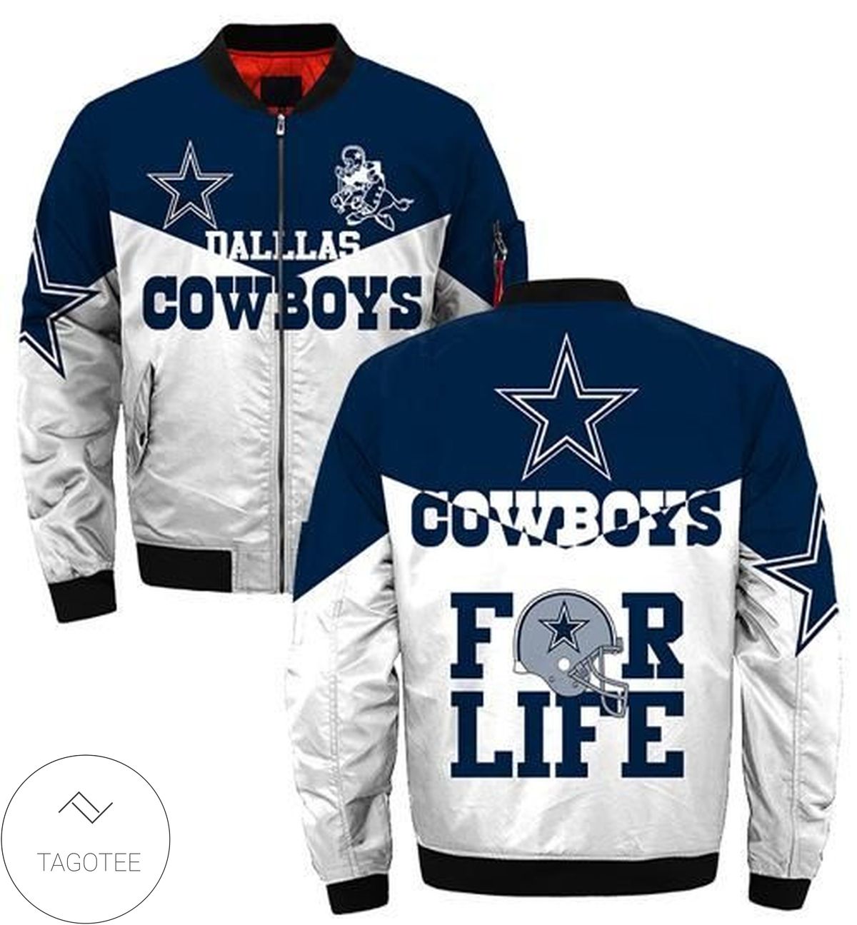 Dallas Cowboys White And Blue 3d Printed Unisex Bomber Jacket