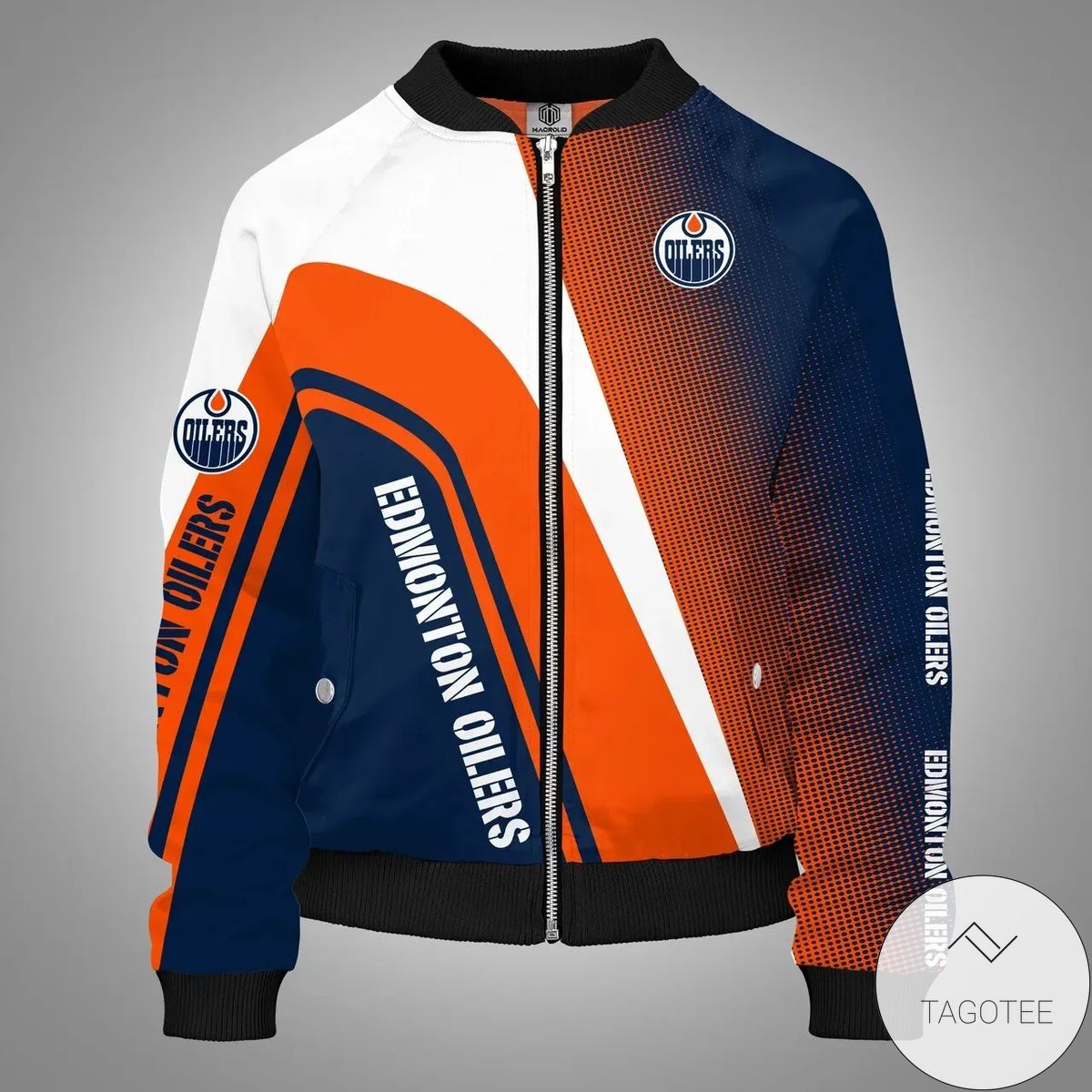 Edmonton Oilers Logo Hockey Team 3d Printed Unisex Bomber Jacket