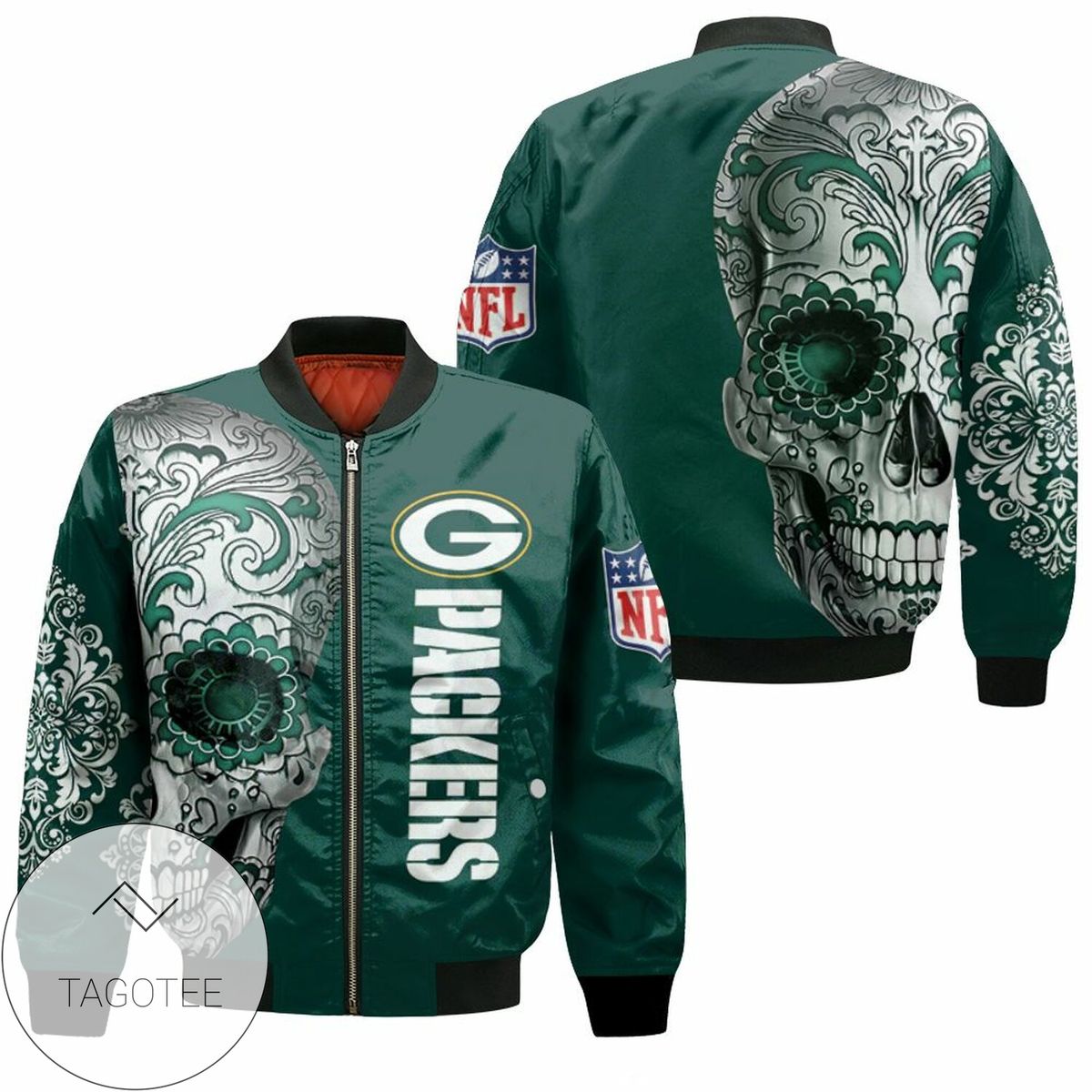 Green Bay Packers Nlf Fan Sugar Skull 3D T Shirt Hoodie Sweater Jersey Bomber Jacket