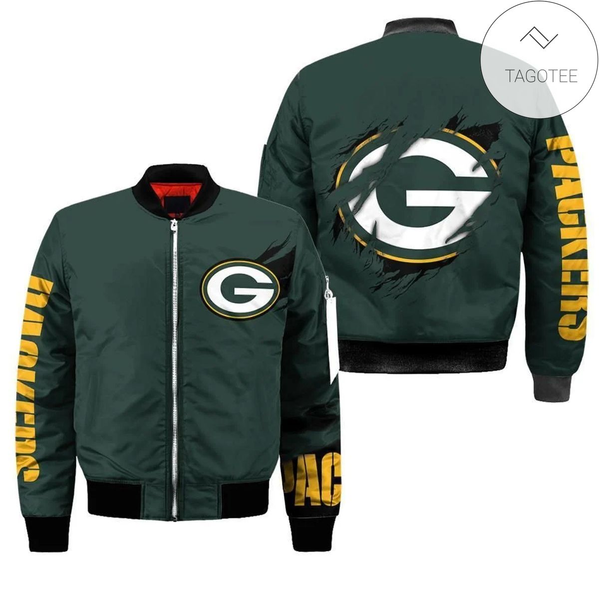 Green Bay Packers Scratch 3d Printed Unisex Bomber Jacket