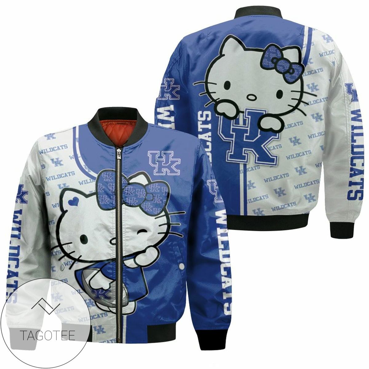 Hello Kitty Hug Kentucky Wildcats Logo 3D T Shirt Hoodie Sweater Jersey Bomber Jacket