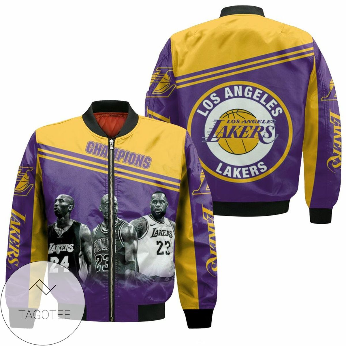 Kobe Bryant Michael J Lebron James Los Angeles Lakers Champion 3D Printed Bomber Jacket