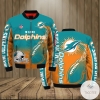 Miami Dolphins Turquoise And Orange 3d Printed Unisex Bomber Jacket