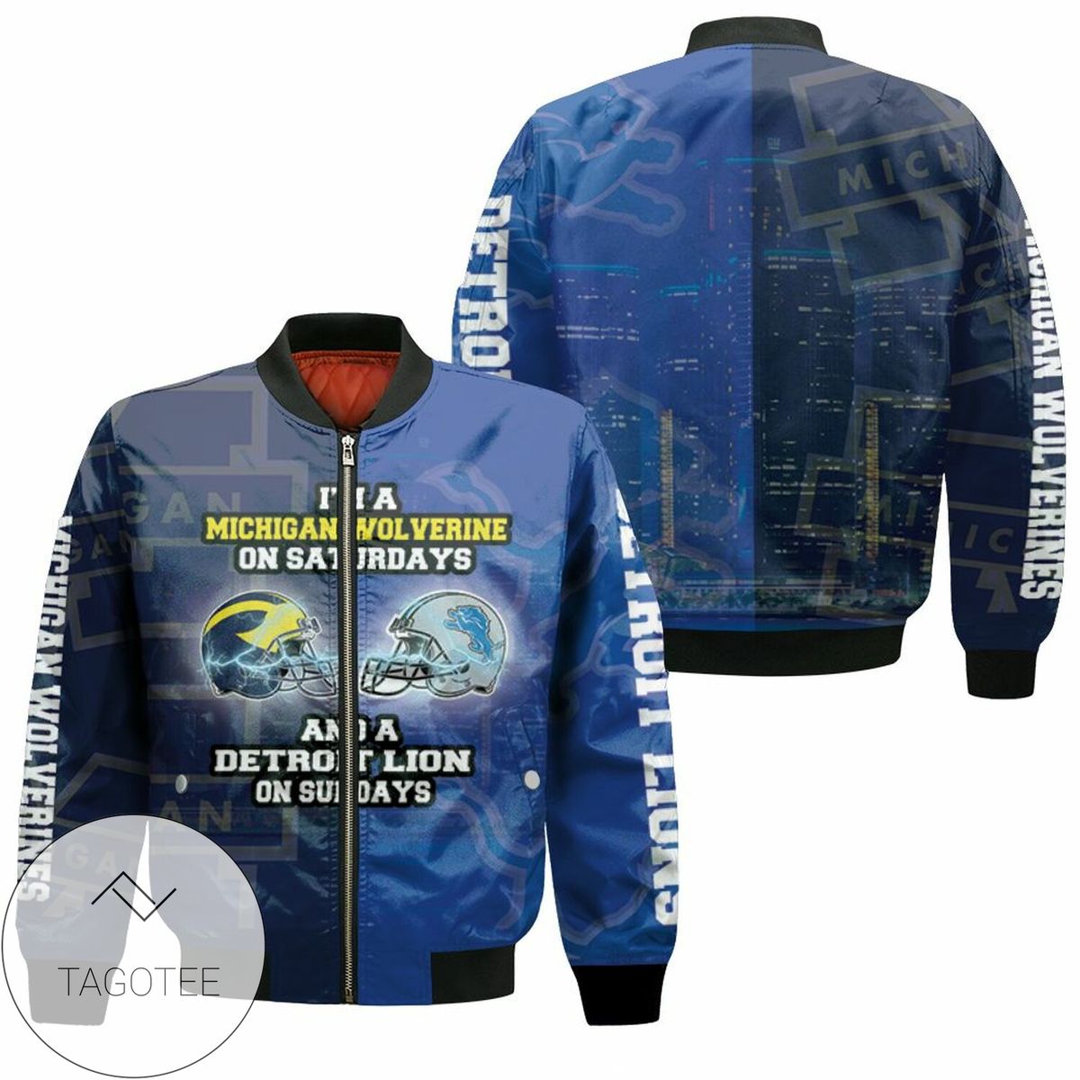 Michigan Wolverine On Saturdays And Detroit Lion On Sundays Fan 3D T Shirt Hoodie Sweater Jersey Bomber Jacket