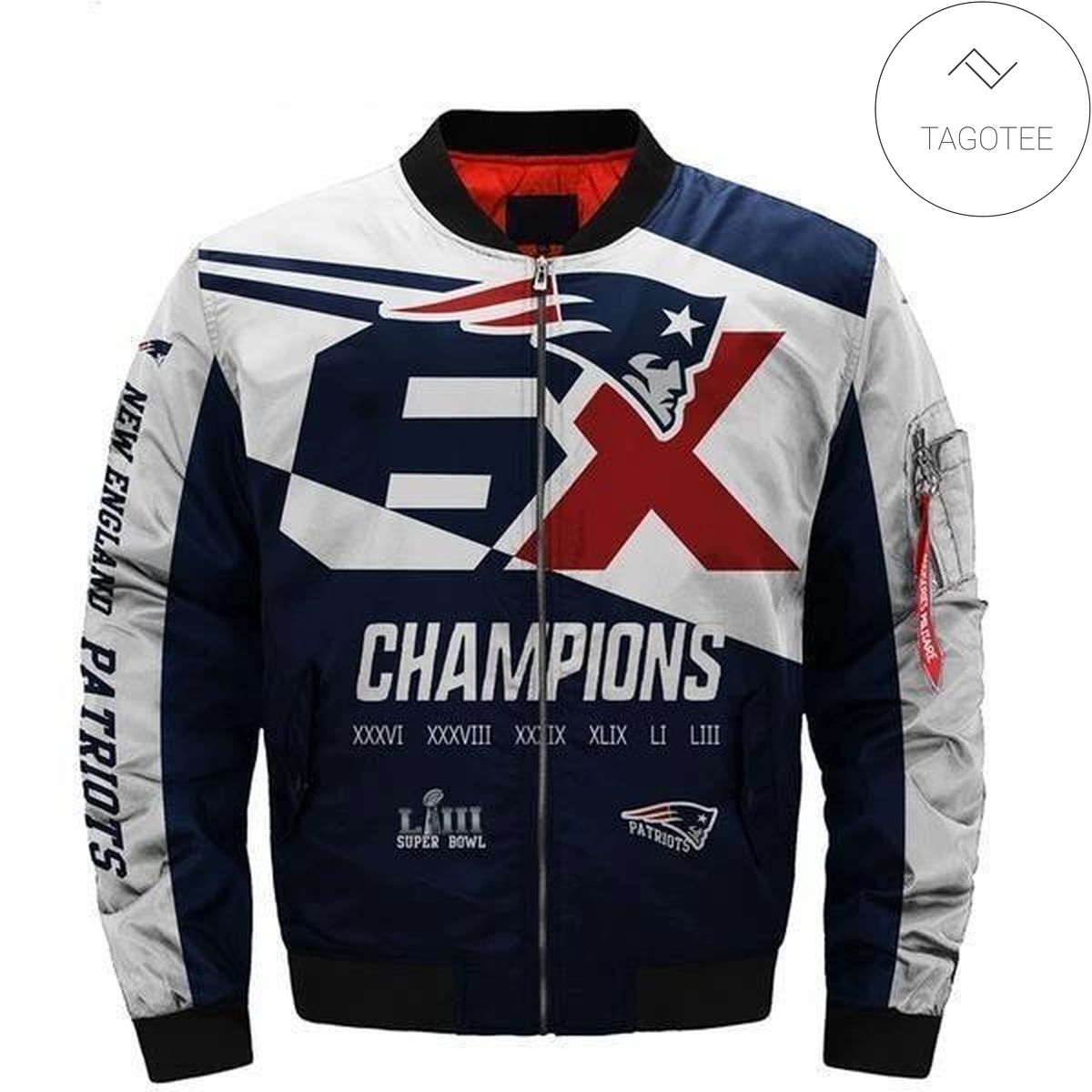 New England Patriots 3d Bomber Jacket “6x Super Bowl Champions”coat