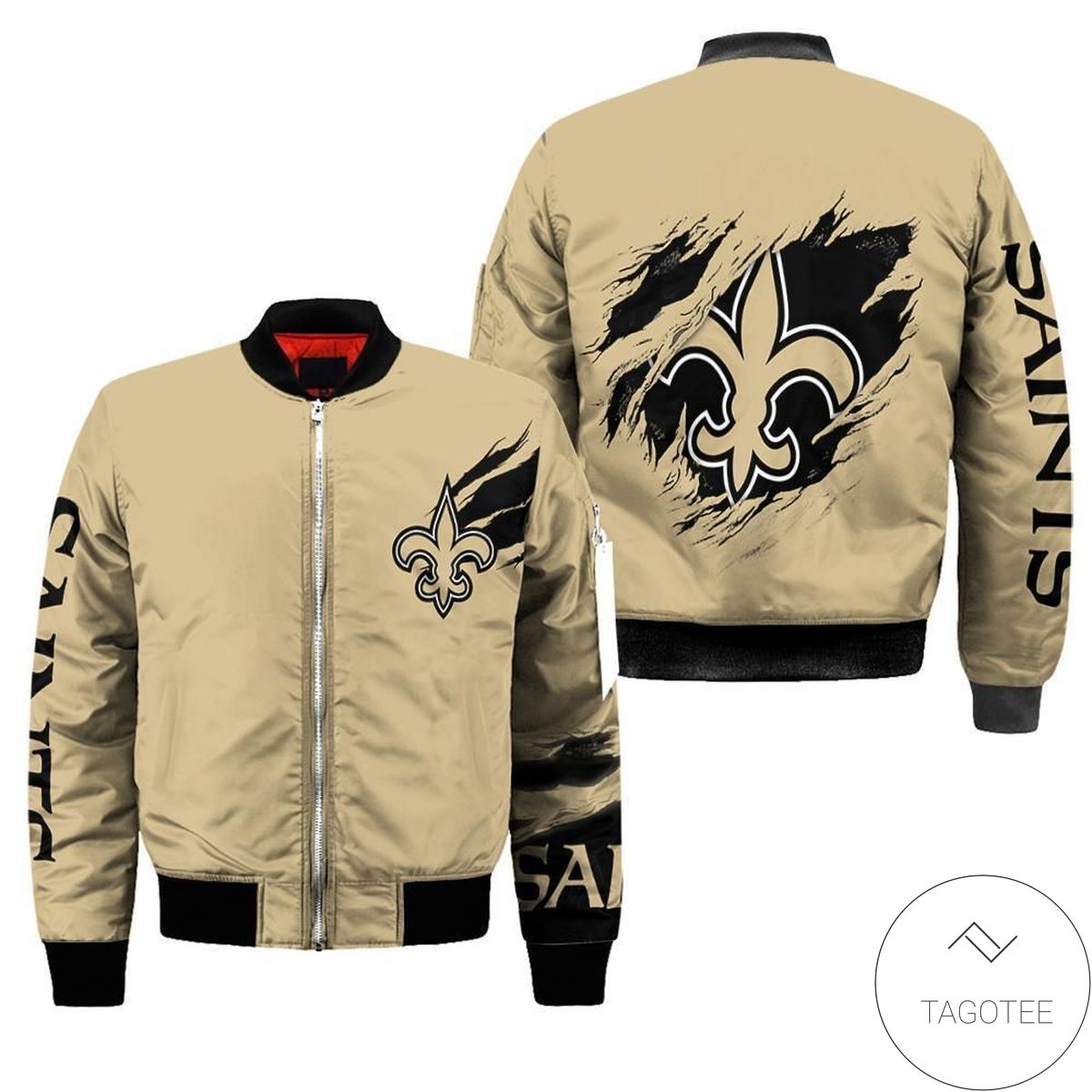 New Orleans Saints Taupe 3d Printed Unisex Bomber Jacket