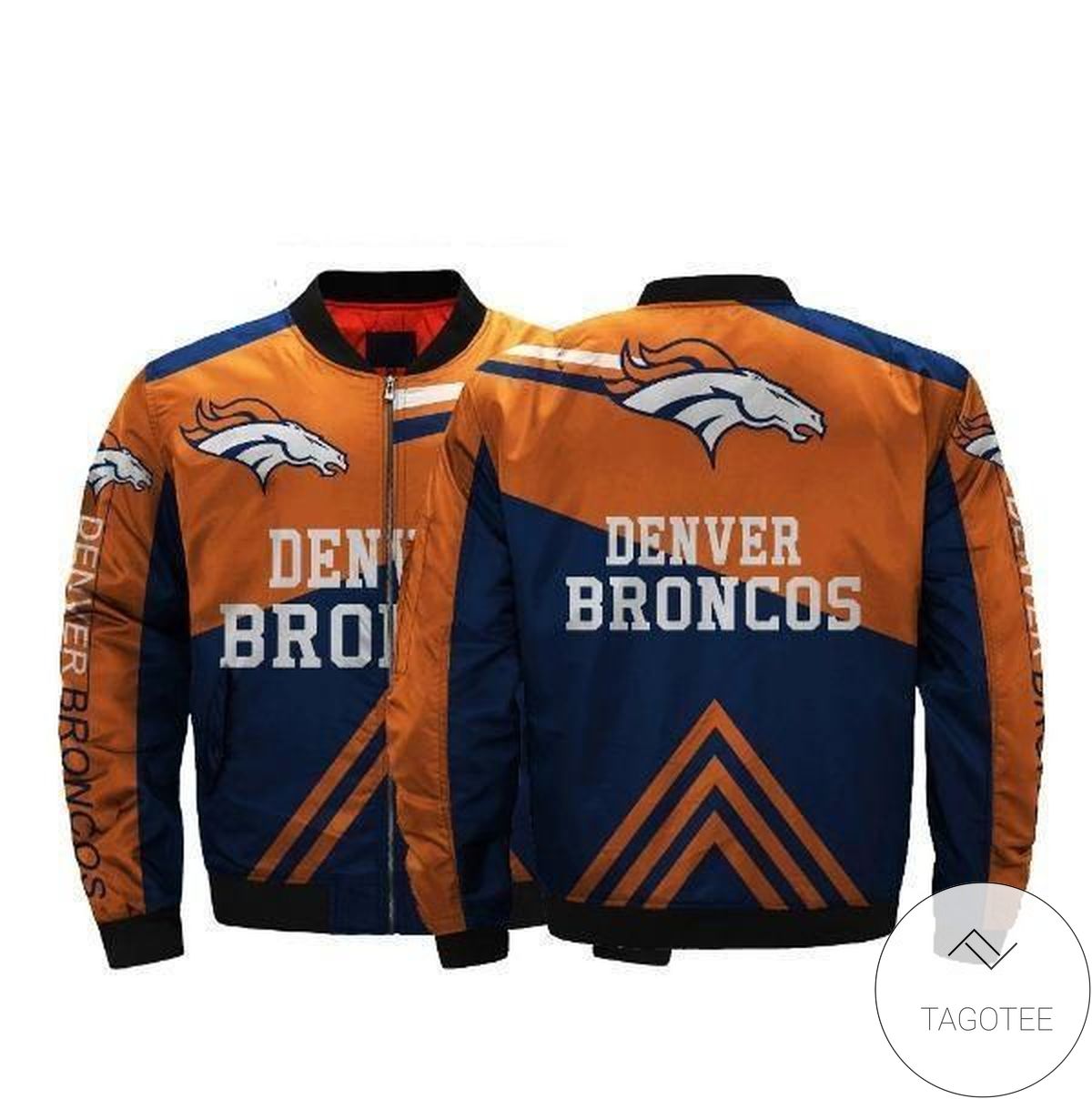 Orange And Blue Denver Broncos 3d Printed Unisex Bomber Jacket