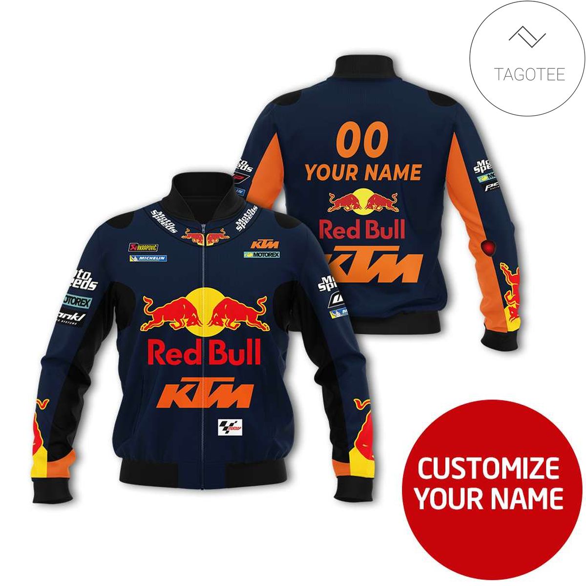Personalized Ktm Red Bull Motorcycle Racing Team 3d Bomber Jacket