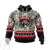Personalized NHL Florida Panthers Honor Military With Camo Color Customize All Over Print Hoodie
