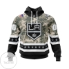 Personalized NHL Los Angeles Kings Honor Military With Camo Color Customize All Over Print Hoodie