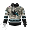 Personalized NHL San Jose Sharks Honor Military With Camo Color Customize All Over Print Hoodie