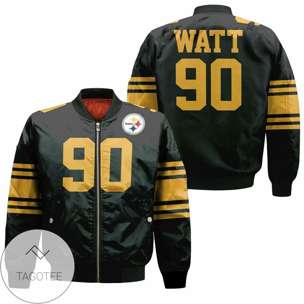Pittsburgh Steelers Color Rush Limited T J Watt Jersey Inspired Style Bomber Jacket