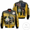 Pittsburgh Steelers Great Players Nfl Season Jersey American Flag Black And Yellow Bomber Jacket