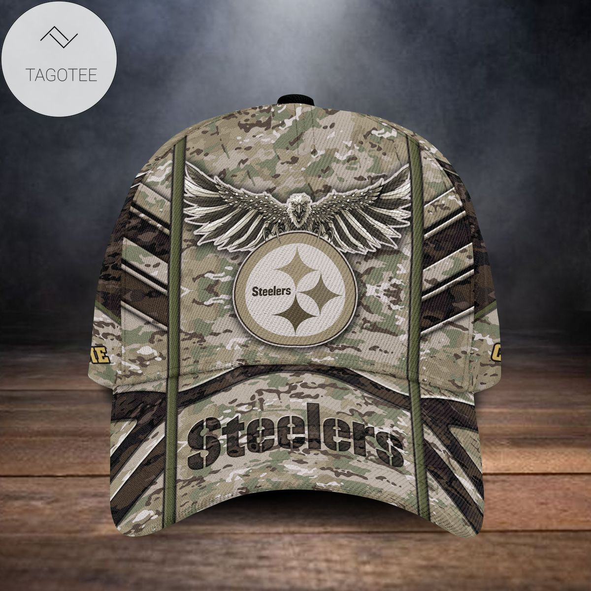 Pittsburgh Steelers NFL Camouflage Eagle Custom Name Trucker Designer Classic Baseball Cap Men Dad Sun Hat Personalized Gift