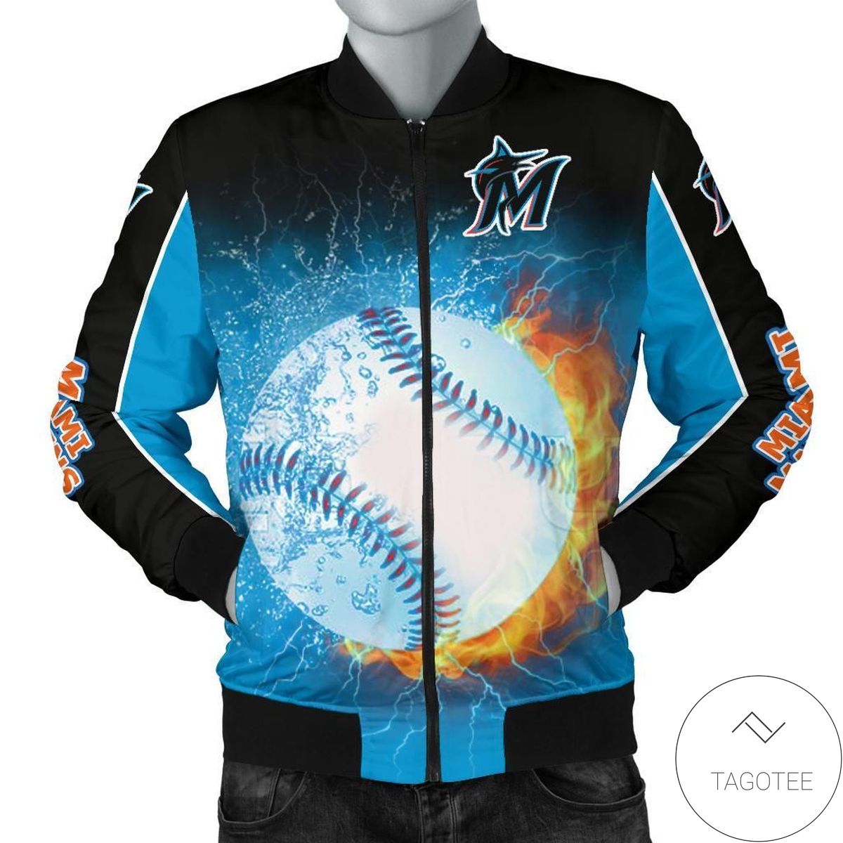 Playing Game With Miami Marlins 3d Printed Unisex Bomber Jacket