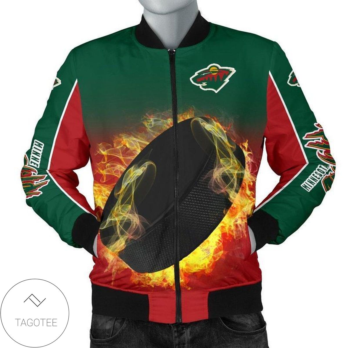 Playing Game With Minnesota Wild Logo Team 3d Printed Unisex Bomber Jacket