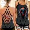 Punisher Skull Heritage Not Hate Eagle 3D Printed Gift For States Of America Lovers Net Backless Criss Cross Tanktop