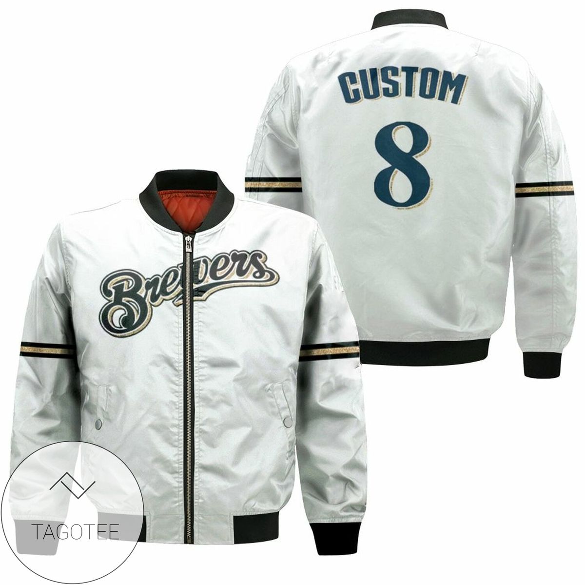 Ryan Braun Milwaukee Brewers Home White Jersey Inspired Style Bomber Jacket