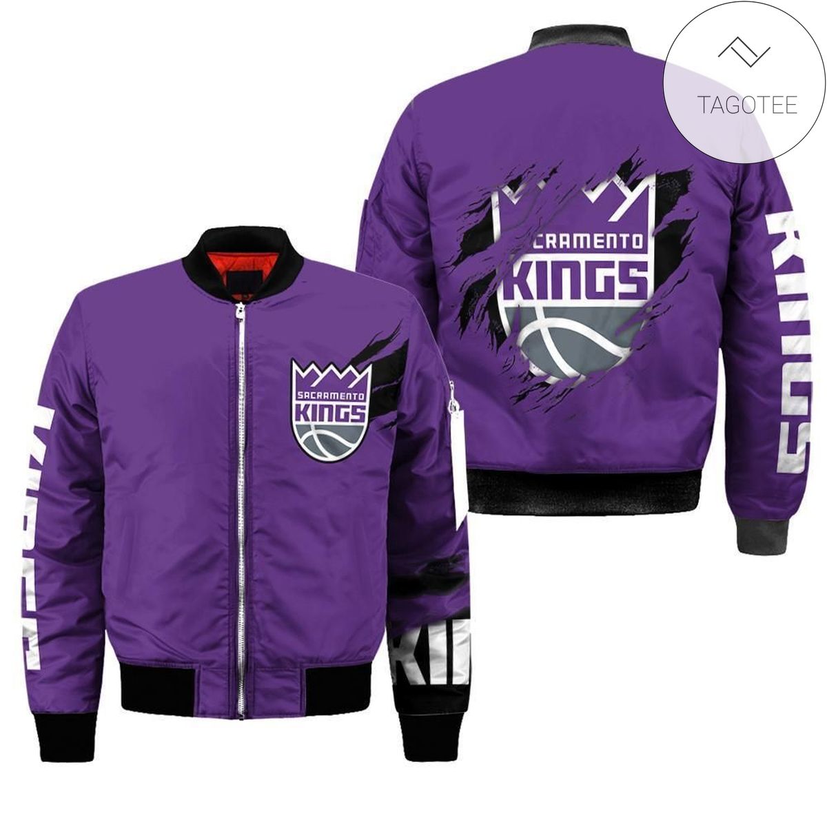 Sacramento Kings Purple 3d Printed Unisex Bomber Jacket