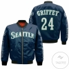 Seattle Mariners 24 Griffey Jersey Inspired Bomber Jacket