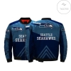 Seattle Seahawks Blue And Black 3d Printed Unisex Bomber Jacket